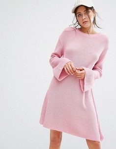 Свободное вязаное платье Boohoo - Розовый