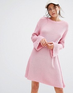 Свободное вязаное платье Boohoo - Розовый