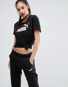 Черная футболка бойфренда с логотипом Puma - Черный