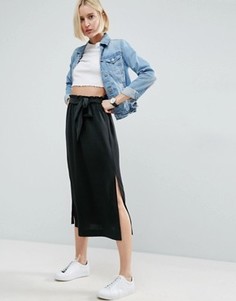 Юбка-карандаш миди со свободной талией и разрезами ASOS - Черный