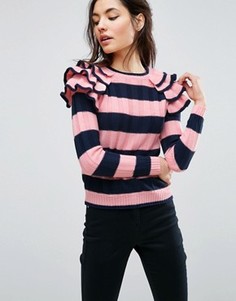 Полосатый джемпер с оборками на рукавах ASOS - Мульти