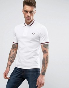 Белое/темно-бордовое поло из пике с окантовкой Fred Perry REISSUES M2 - Белый