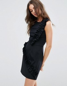 Платье миди с оборками ASOS - Черный