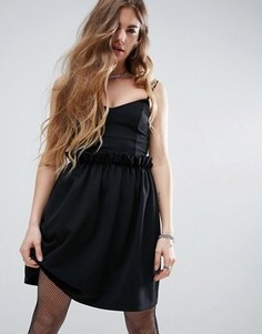 Платье мини с рюшами на талии ASOS - Черный