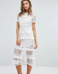 Платье миди с кружевными вставками Foxiedox Premium - Белый