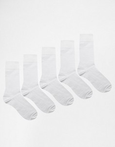 Комплект из 5 пар белых носков ASOS - СКИДКА - Белый