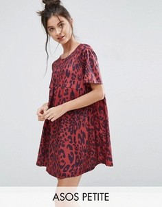 Свободное платье с леопардовым принтом ASOS PETITE - Мульти
