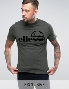 Футболка с высоким воротом и логотипом с набивкой флок Ellesse - Зеленый