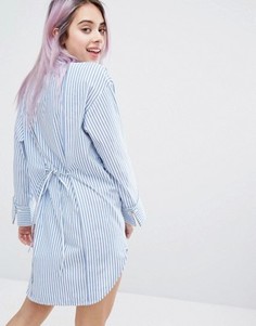 Платье-рубашка в полоску Monki - Синий