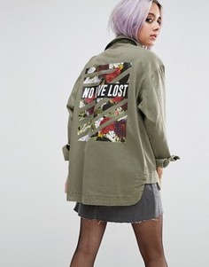 Куртка с цветочным принтом и надписью No Love Lost ASOS - Зеленый