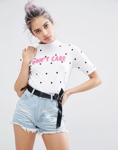 Футболка в горошек Lazy Oaf Dont Care - Белый