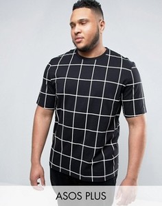 Длинная футболка в клетку ASOS PLUS - Черный