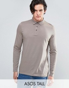 Трикотажное поло с длинными рукавами ASOS TALL - Серый