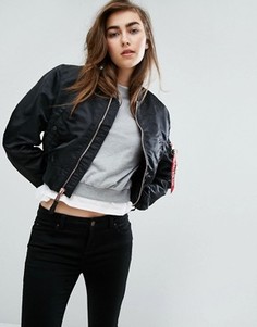 Укороченный бомбер с золотисто-розовой молнией Alpha Industries MA-1 - Черный