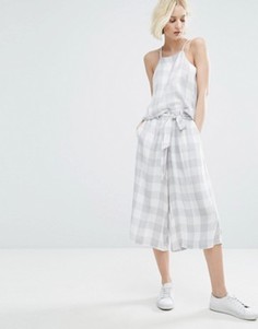 Native Youth Awkward Length Trousers With Tie Waist In Large Gingham Co-Ord - Серый