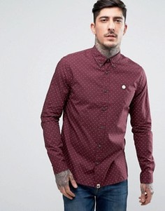 Бордовая рубашка узкого кроя в горошек Pretty Green - Красный