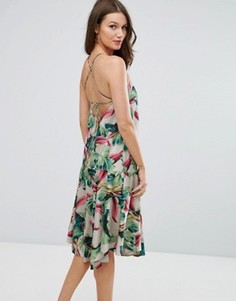 Платье миди с тропическим принтом ASOS - Мульти