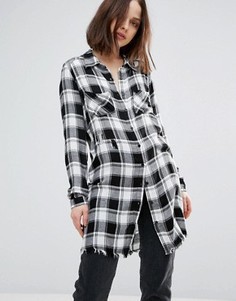 Рубашка в клетку с необработанным краем Influence - Черный