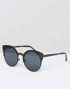 Солнцезащитные очки кошачий глаз в металлической оправе New Look - Черный