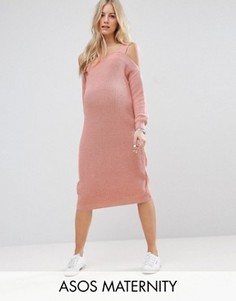 Платье с вырезами на плечах ASOS Maternity - Розовый