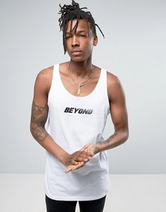 Длинная свободная футболка с принтом ASOS - Белый