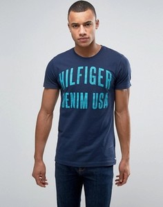Темно-синяя футболка с крупным логотипом Tommy Hilfiger Denim - Темно-синий