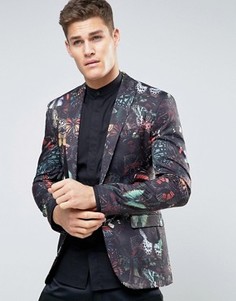 Супероблегающий блейзер с бабочками ASOS - Черный