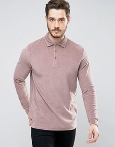 Удлиненная футболка-поло из махровой ткани с длинными рукавами ASOS - Коричневый