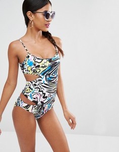 Слитный купальник с абстрактным принтом Moschino - Мульти