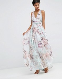 Платье макси с принтом роз ASOS WEDDING Hollywood - Мульти