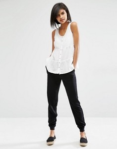 Джоггеры с отделкой в рубчик Vero Moda - Черный