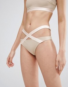 Бикини трусики-хипстеры с лямками ASOS - Бежевый
