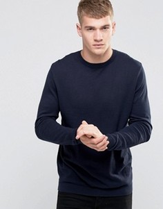 Темно-синий хлопковый джемпер с круглым вырезом ASOS - Темно-синий