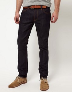 Зауженные джинсы из сухого органического денима со строчкой Nudie Jeans - Синий