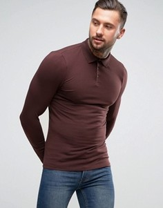 Бордовое поло с длинными рукавами ASOS - Красный