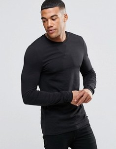 Облегающий лонгслив с круглым вырезом ASOS - Черный