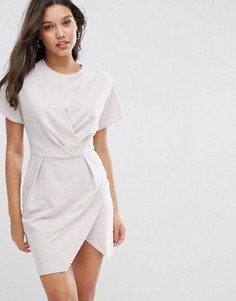 Короткое платье-кимоно с запахом ASOS - Серый