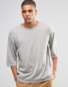 Серая меланжевая оversize-футболка прямого кроя ASOS - Серый