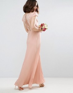Платье макси с кружевной спинкой ASOS WEDDING - Бежевый