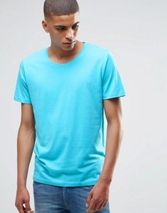 Футболка с короткими рукавами и глубоким вырезом Selected Homme - Синий