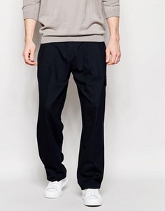 Строгие синие брюки из твида с широкими штанинами ASOS - Темно-синий