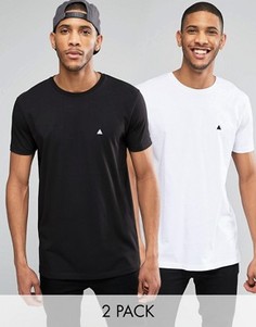 2 длинных футболки с круглым вырезом и логотипом (черная/белая) ASOS - СКИДКА - Мульти