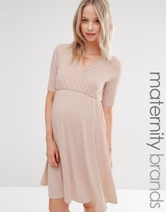 Платье с запахом и короткими рукавами Bluebelle Maternity - Розовый