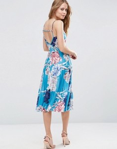 Плиссированное платье миди с запахом спереди ASOS - Мульти
