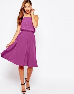 Платье миди с открытой перекрестной спиной ASOS - Розовый