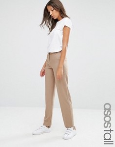 Зауженные брюки с контрастной окантовкой ASOS TALL - Бежевый