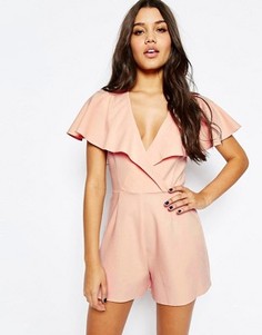 Комбинезон с рюшами и запахом ASOS Occasion - Розовый