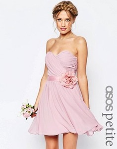 Шифоновое платье мини с цветком ASOS PETITE WEDDING - Розовый