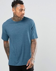 Синяя меланжевая oversize‑футболка ASOS - Синий
