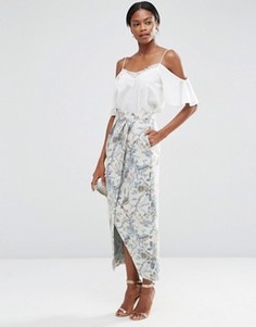 Жаккардовая юбка макси с запахом ASOS Premium - Мульти